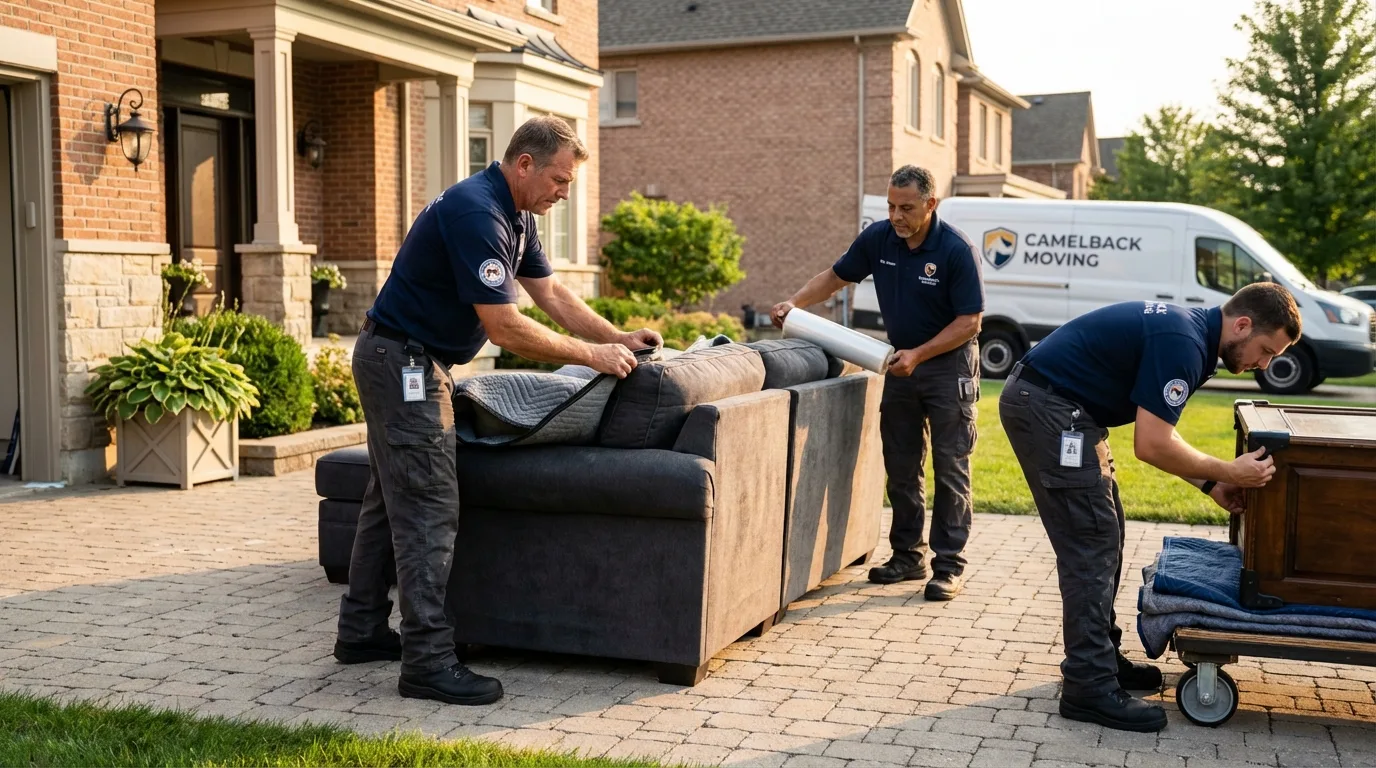 Large estate moving crew wrapping furniture in Whitley City, KY