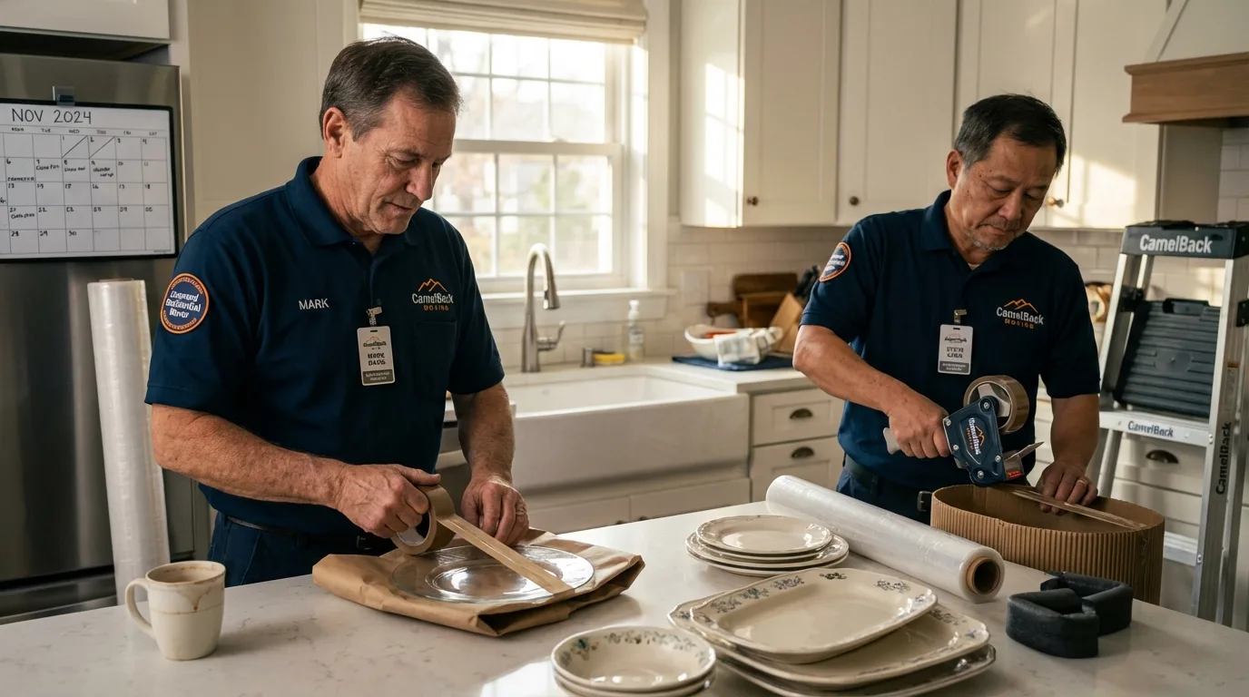 Professional crew packing kitchen dishware in Whitley City, KY