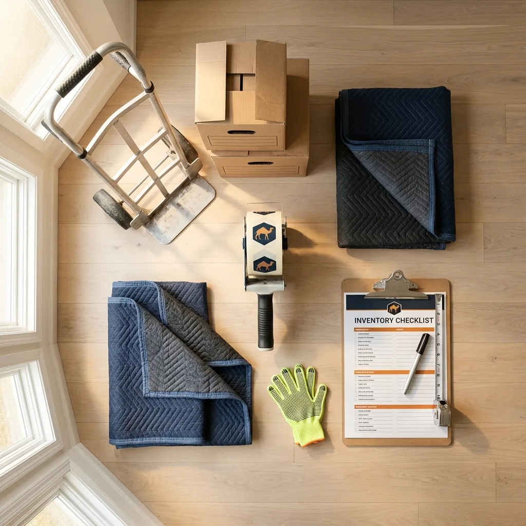 Professional moving supplies and packing materials layout for Whitley City residential relocations